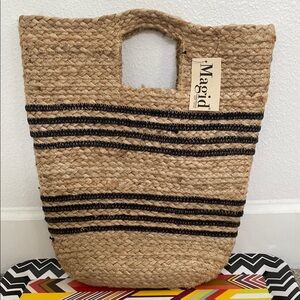 Magid Tan and Black Striped Tote Bag